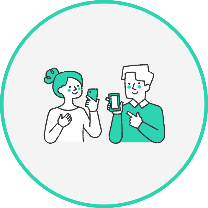 スマホを持つ男女のイラスト