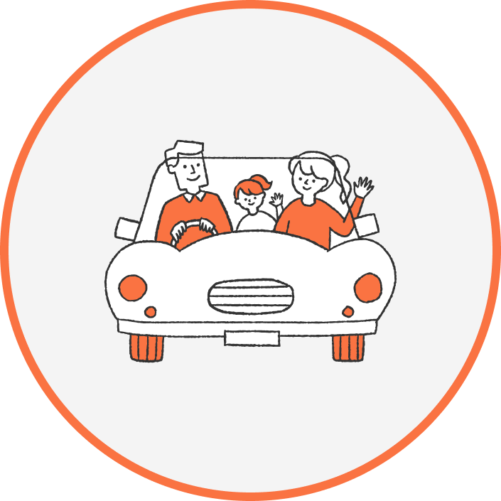 車に乗る家族のイラスト